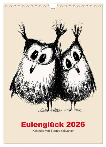 Eulenglück 2026 (Wandkalender 2026 DIN A4 hoch), CALVENDO Monatskalender