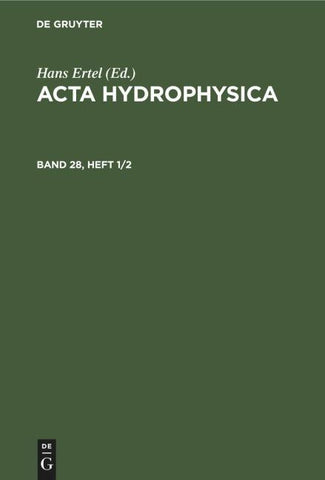 Acta Hydrophysica. Band 28, Heft 1/2
