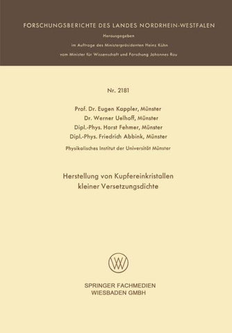 Herstellung von Kupfereinkristallen kleiner Versetzungsdichte