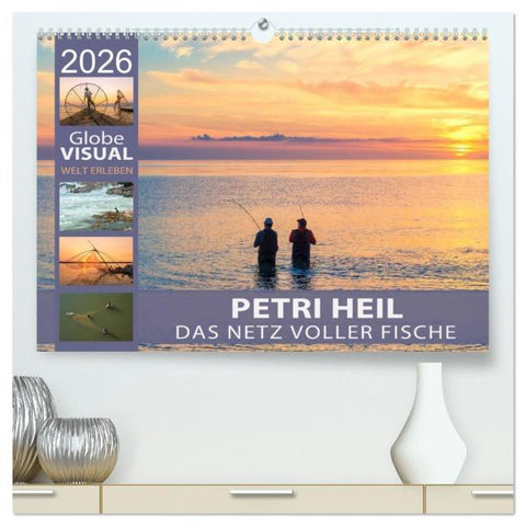 PETRI HEIL - Das Netz voller Fische (hochwertiger Premium Wandkalender 2026 DIN A2 quer), Kunstdruck in Hochglanz
