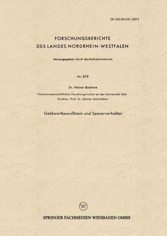 Geldwertbewußtsein und Sparerverhalten