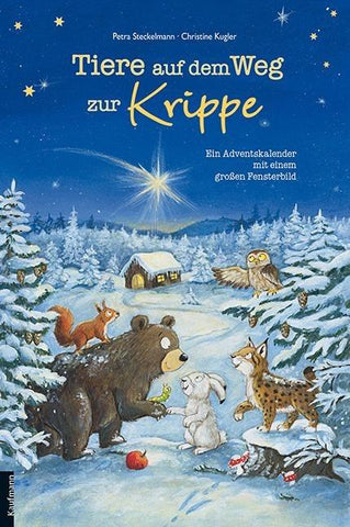 Tiere auf dem Weg zur Krippe. Ein Adventskalender mit einem großen Fensterbild