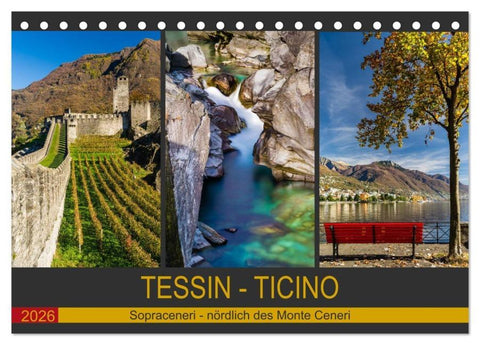 Tessin - Ticino (Tischkalender 2026 DIN A5 quer), CALVENDO Monatskalender