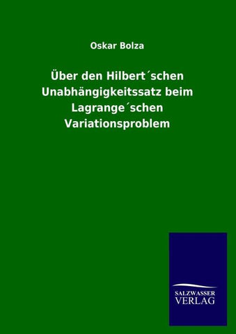 Über den Hilbert´schen Unabhängigkeitssatz beim Lagrange´schen Variationsproblem