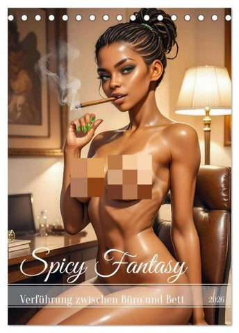 Spicy Fantasy - Verführung zwischen Büro und Bett (Tischkalender 2026 DIN A5 hoch), CALVENDO Monatskalender