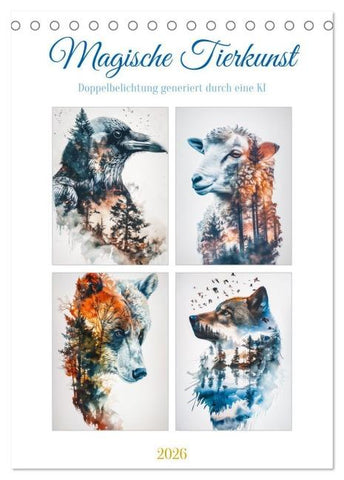 Magische Tierkunst (Tischkalender 2026 DIN A5 hoch), CALVENDO Monatskalender