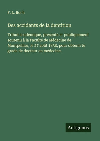Des accidents de la dentition