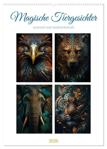 Magische Tiergesichter (Wandkalender 2026 DIN A2 hoch), CALVENDO Monatskalender