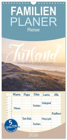Familienplaner 2026 - Jutland - Dänemarks Nordseeküste mit 5 Spalten (Wandkalender, 21 x 45 cm) CALVENDO