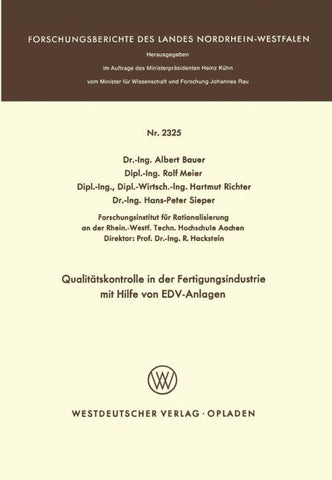 Qualitätskontrolle in der Fertigungsindustrie mit Hilfe von EDV-Anlagen