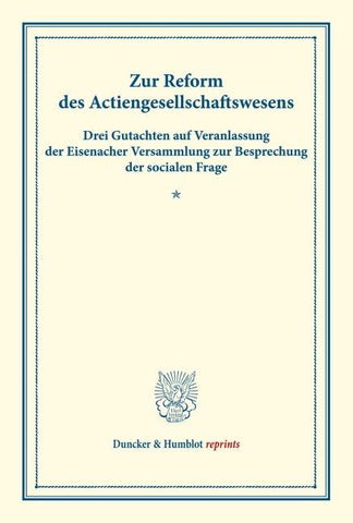 Zur Reform des Actiengesellschaftswesens.