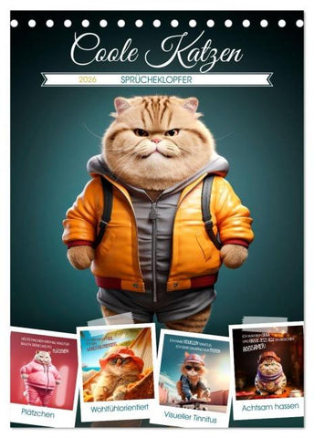 COOLE KATZEN Sprücheklopfer (Tischkalender 2026 DIN A5 hoch), CALVENDO Monatskalender