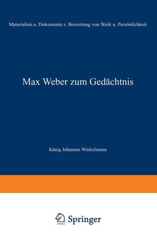 Max Weber zum Gedächtnis