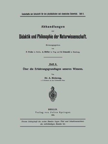 Über die Erfahrungsgrundlagen unseres Wissens