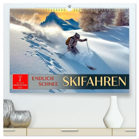 Skifahren - endlich Schnee (hochwertiger Premium Wandkalender 2026 DIN A2 quer), Kunstdruck in Hochglanz