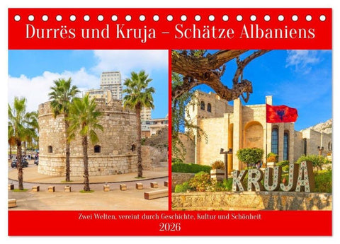 Durrës und Kruja – Schätze Albaniens (Tischkalender 2026 DIN A5 quer), CALVENDO Monatskalender