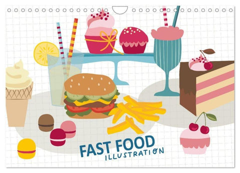 Fast Food Illustration (Wandkalender 2026 DIN A4 quer), CALVENDO Monatskalender