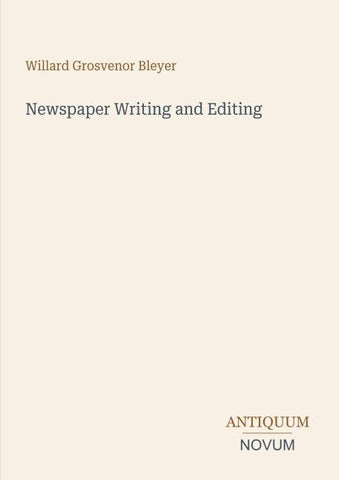Newspaper Writing and Editing