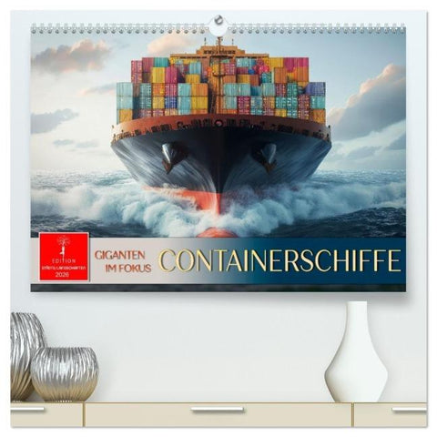 Containerschiffe - Giganten im Fokus (hochwertiger Premium Wandkalender 2026 DIN A2 quer), Kunstdruck in Hochglanz