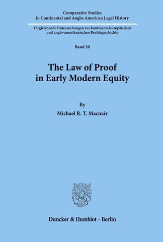 The Law of Proof in Early Modern Equity.