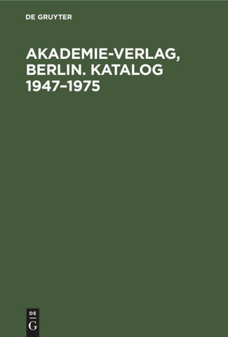 Akademie-Verlag, Berlin. Katalog 1947–1975