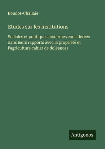 Etudes sur les institutions