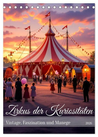 Zirkus der Kuriositäten - Vintage, Faszination und Manege (Tischkalender 2026 DIN A5 hoch), CALVENDO Monatskalender
