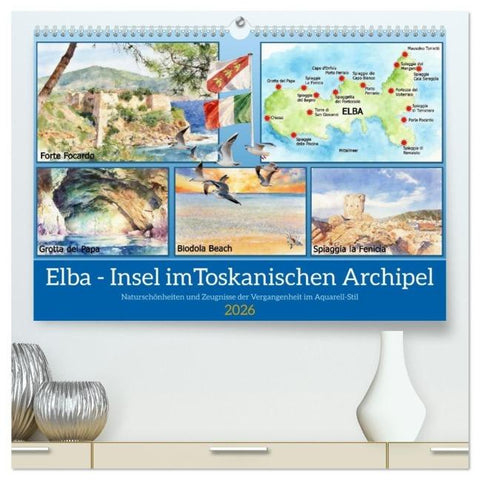 Elba - Insel imToskanischen Archipel (hochwertiger Premium Wandkalender 2026 DIN A2 quer), Kunstdruck in Hochglanz