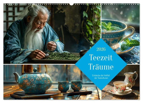 Teezeit Träume (Wandkalender 2026 DIN A2 quer), CALVENDO Monatskalender