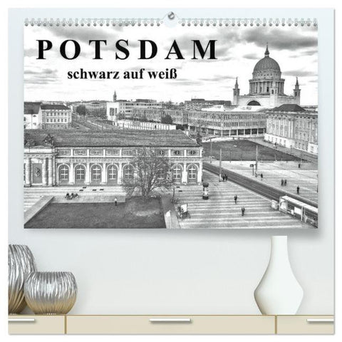 Potsdam schwarz auf weiß (hochwertiger Premium Wandkalender 2026 DIN A2 quer), Kunstdruck in Hochglanz