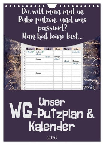Gothic WG-Putzplan & Kalender 2026 (Wandkalender 2026 DIN A4 hoch), CALVENDO Monatskalender