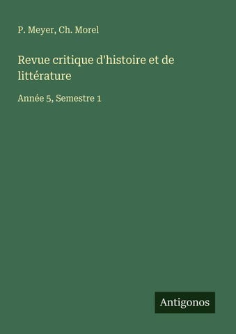 Revue critique d'histoire et de littérature