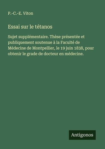 Essai sur le tétanos
