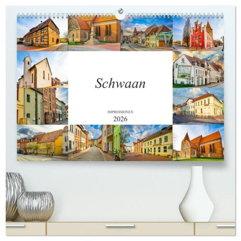 Schwaan Impressionen (hochwertiger Premium Wandkalender 2026 DIN A2 quer), Kunstdruck in Hochglanz