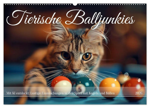 Tierische Balljunkies (Wandkalender 2026 DIN A2 quer), CALVENDO Monatskalender