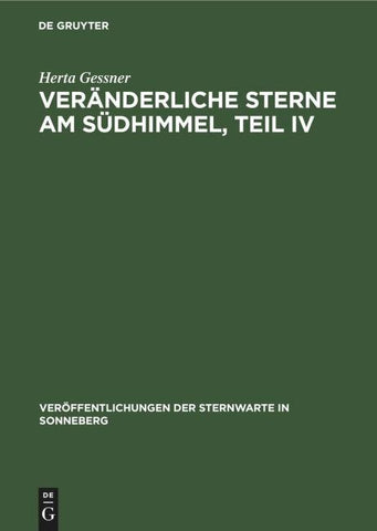 Veränderliche Sterne am Südhimmel, Teil IV