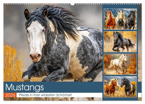 Mustangs. Pferde in ihrer wildesten Schönheit (Wandkalender 2026 DIN A2 quer), CALVENDO Monatskalender