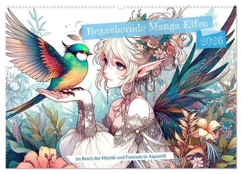 Bezaubernde Manga Elfen (Wandkalender 2026 DIN A2 quer), CALVENDO Monatskalender