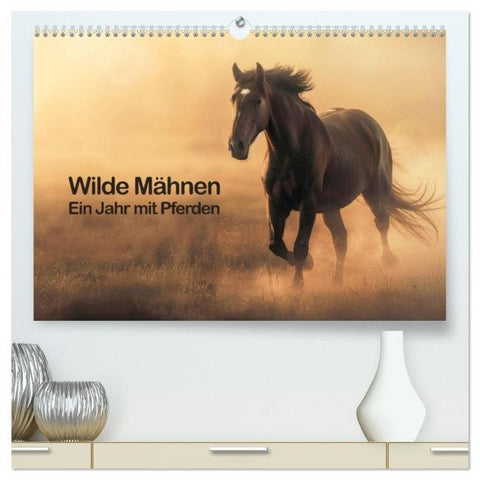Wilde Mähnen: Ein Jahr mit Pferden (hochwertiger Premium Wandkalender 2026 DIN A2 quer), Kunstdruck in Hochglanz