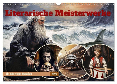 Literarische Meisterwerke (Wandkalender 2026 DIN A3 quer), CALVENDO Monatskalender
