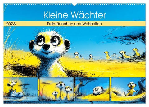 Kleine Wächter. Erdmännchen und Weisheiten (Wandkalender 2026 DIN A2 quer), CALVENDO Monatskalender