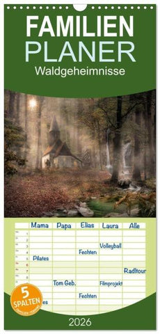 Familienplaner 2026 - Waldgeheimnisse mit 5 Spalten (Wandkalender, 21 x 45 cm) CALVENDO