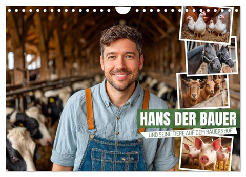 Hans der Bauer und seine Tiere auf dem Bauernhof (Wandkalender 2026 DIN A4 quer), CALVENDO Monatskalender