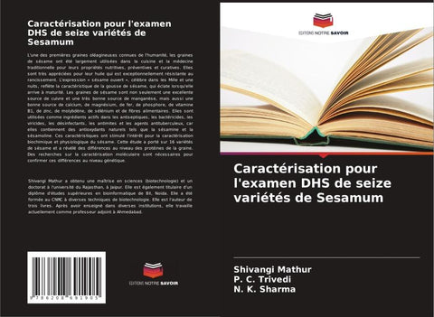 Caractérisation pour l'examen DHS de seize variétés de Sesamum