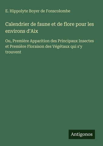 Calendrier de faune et de flore pour les environs d'Aix