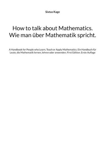 How to talk about Mathematics. Wie man über Mathematik spricht.