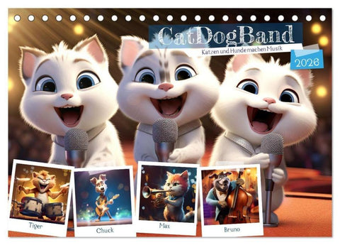 CatDogBand (Tischkalender 2026 DIN A5 quer), CALVENDO Monatskalender