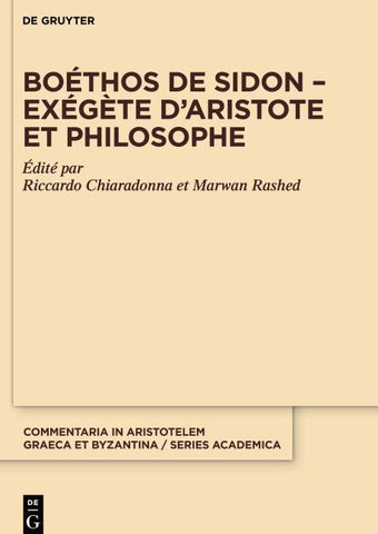 Boéthos de Sidon – Exégète d’Aristote et philosophe