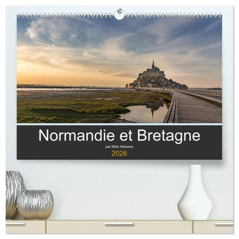 Normandie et Bretagne (Calendrier mural 2026 DIN A2 vertical) calendrier de bureau