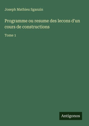 Programme ou resume des lecons d'un cours de constructions